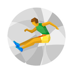 Fototapeta premium Long Jumping athlete with abstract patterns. Flat athlete icon. Sport Infographic - Track-and Field Athletics, Long Jump vector clip art.