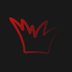 coated silhouette of the red crown on black background, vector illustration