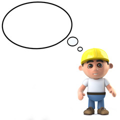 3d Construction worker is thinking