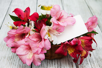beautiful bouquet of pink alstroemeria