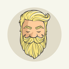 Head hipster mustache and beard