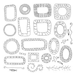 Hand drawn vector line frame illustration set
