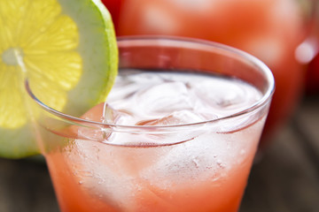 watermelon smoothie on woden background