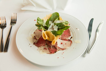 Carpaccio made from slice beet sirloin
