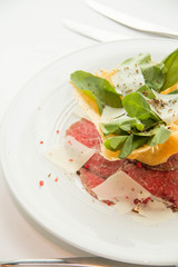 Carpaccio made from slice beet sirloin
