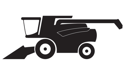 Combine harvester icon or sign isolated on white background. Vector illustration.