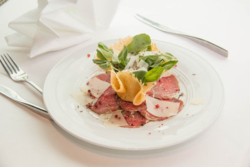 Carpaccio made from slice beet sirloin