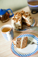 Sweet cake with cocoa and cream cheese