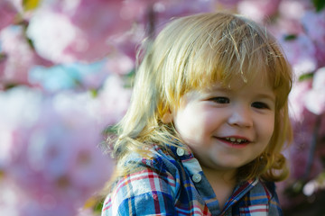 Fototapeta premium Smiling boy in bloom