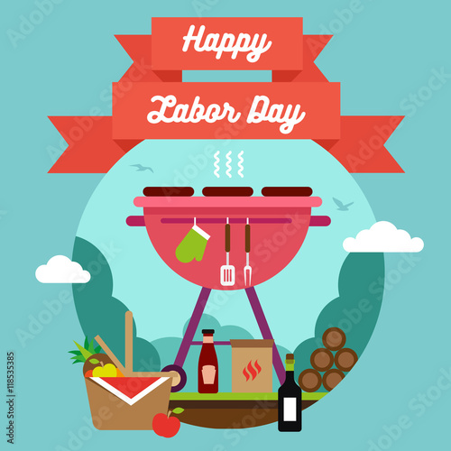 "Happy Labor Day. Grill and Barbecue" Stock image and ...