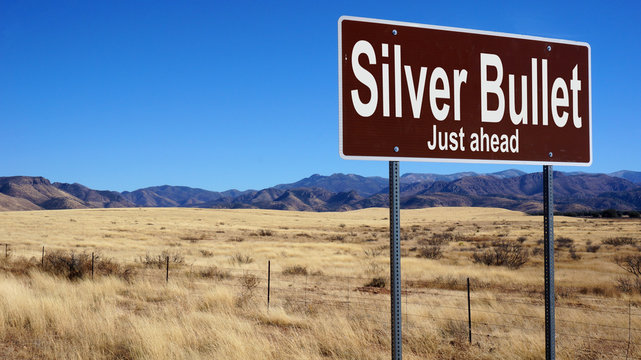 Silver Bullet brown road sign