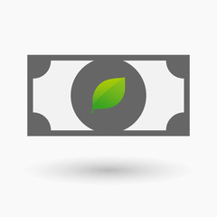 Isolated bank note icon with a green  leaf