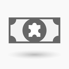 Isolated bank note icon with a puzzle piece