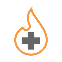 Isolated isolated line art flame icon with a pharmacy sign