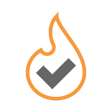 recommend clip art: Isolated isolated line art flame icon with a check mark