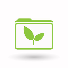 Isolated  line art  folder icon with a plant