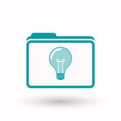 Isolated  line art  folder icon with a light bulb