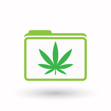 Isolated  line art  folder icon with a marijuana leaf