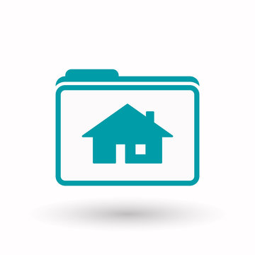 Isolated  line art  folder icon with a house