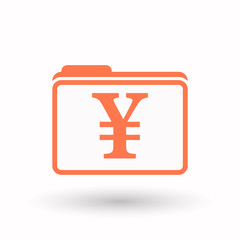 Isolated  line art  folder icon with a yen sign