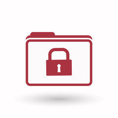 Isolated  line art  folder icon with a closed lock pad
