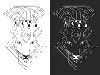 Linear illustration of deer head.