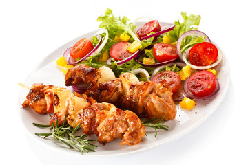Kebabs - grilled meat and vegetables 