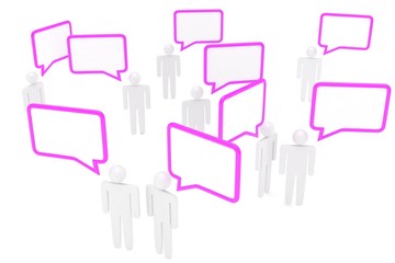 people with talk bubbles isolated over a white background. 3d rendering.