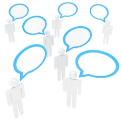 people with talk bubbles isolated over a white background. 3d rendering.