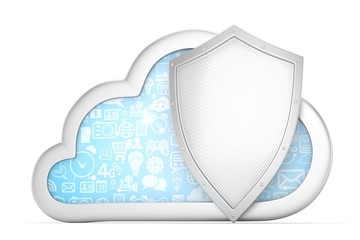 cloud and shield, cloud security concept. 3d rendering.