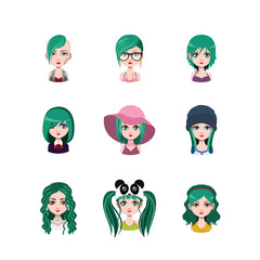 Women avatar with green hair #2