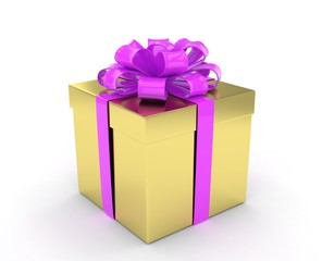gift box with bows isolated on white. 3d rendering.
