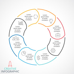Vector circle arrows infographic, cycle diagram, linear graph, presentation chart. Business concept with 8 options, parts, steps, processes.