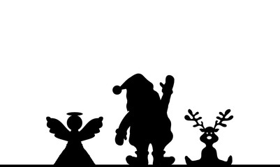 Weihnachten Engel, Weihnachtsmann und Elch