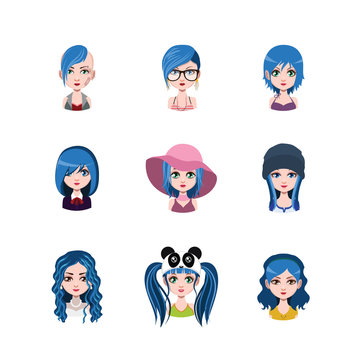 Women avatar with blue hair #2