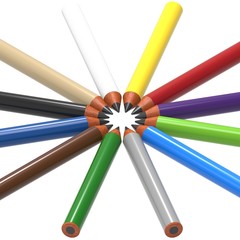 Naklejka premium Pencils Circle. 3D illustration. 3D CG.