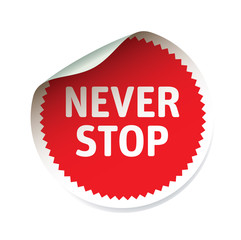 Red vector sticker and text never stop
