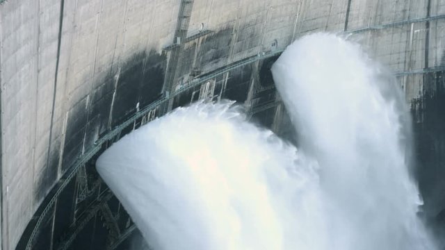 Drainage of water Kurobe dam