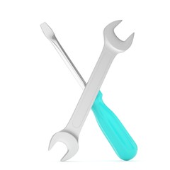 3D Illustration Wrench and screwdriver, service concept
