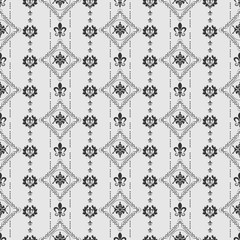 Seamless Damask Wallpaper Background  pattern black and white color graphic design vector illustration
