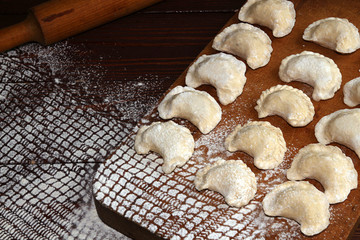 Homemade pierogi dumpling, traditional East European food before