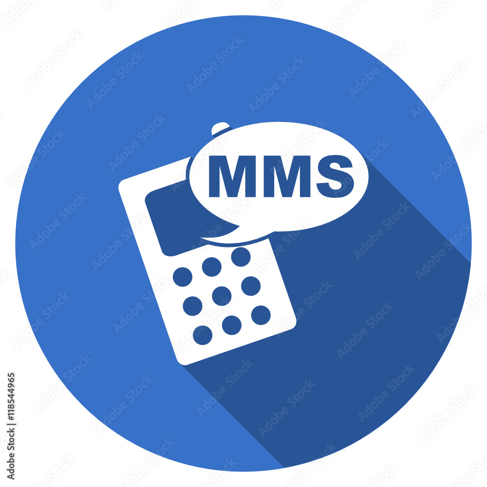 Poster flat design blue round web mms vector icon
