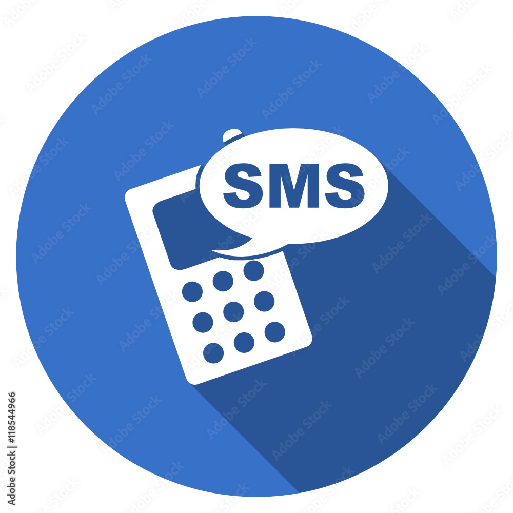 Poster Flat design blue round web sms vector icon