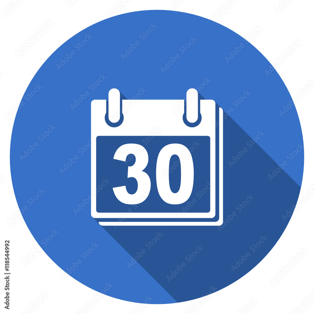 Poster flat design blue round web calendar vector icon