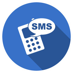 Flat design blue round web sms vector icon