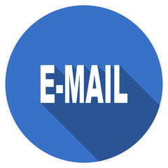 Flat design blue round web e-mail vector icon