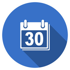Flat design blue round web calendar vector icon