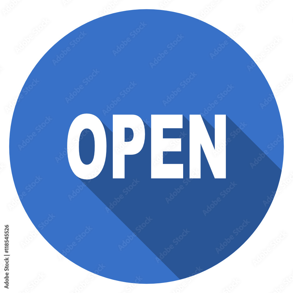 Poster Flat design blue web open vector icon