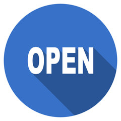 Flat design blue web open vector icon