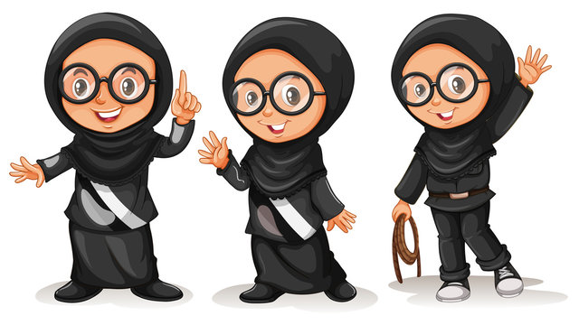 Muslim girl in black costumes